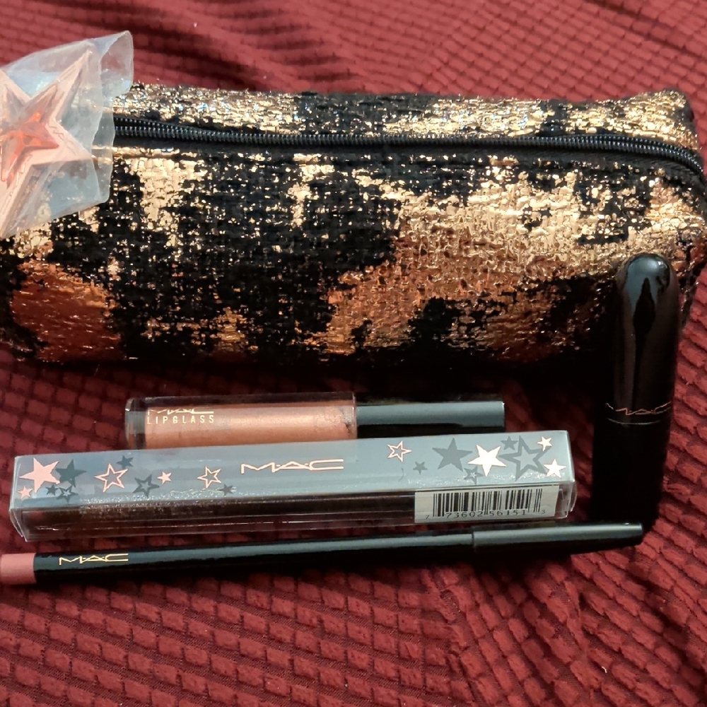 MAC Cosmetics Lip Set with Gold and Black Bag